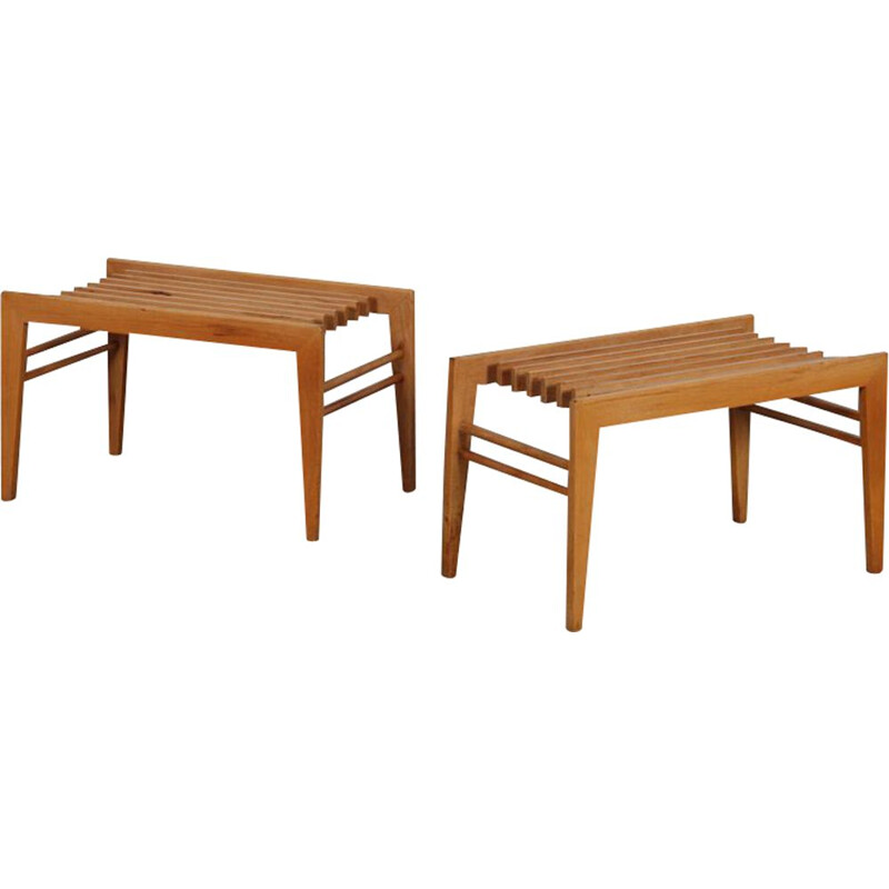 Paire de petites tables basses vintage, Tchèques 1960