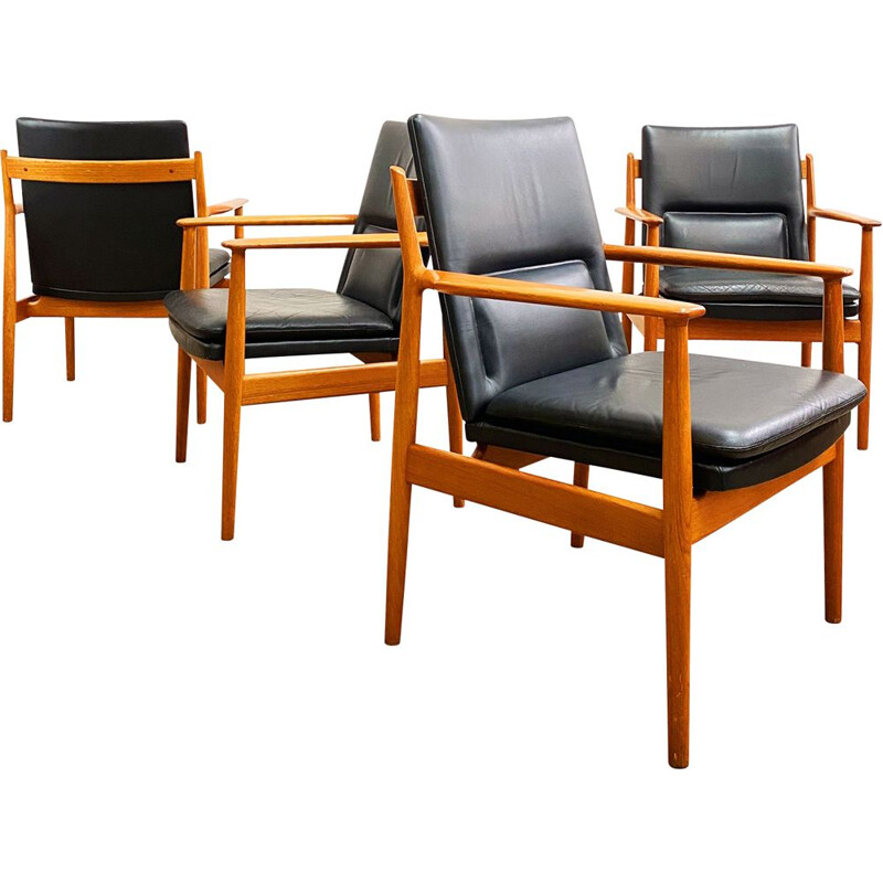 Conjunto de 4 cadeiras de teca vintage por Arne Vodder para Sibast, Dinamarca 1950