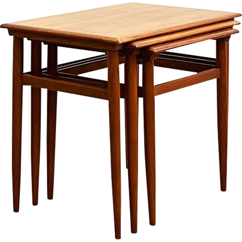 Tables gigognes vintage en teck, Danemark 1950