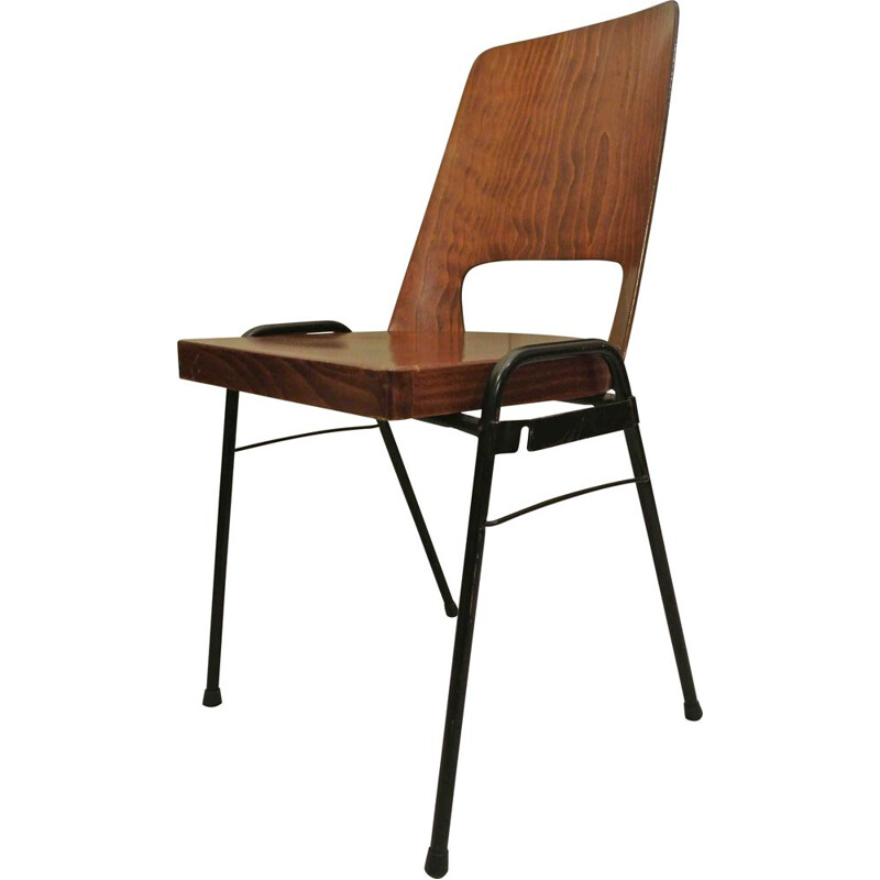 Chaise vintage en bois courbé Baumann 1960