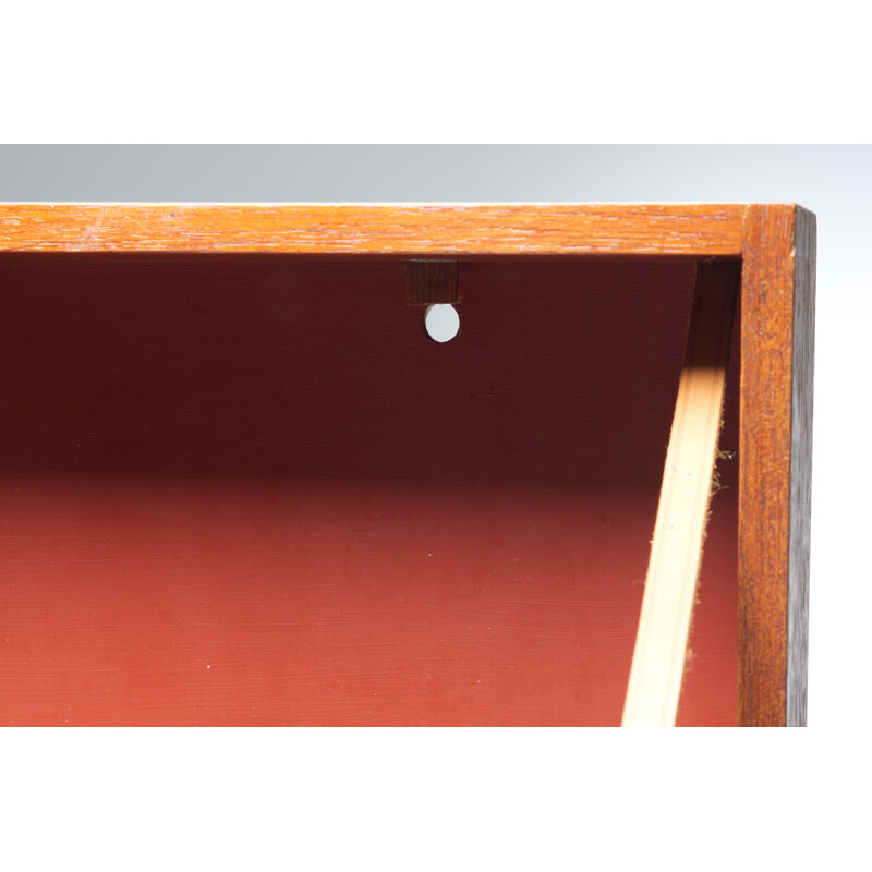 Vintage teak and lacquered wall safe by Adam Hoff and Paul Ostergaard for Virum Mobelsnidkeri, Denmark 1960