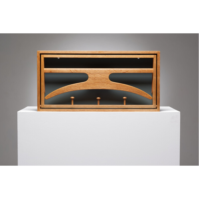 Vintage oak and lacquer wall-mounted valet by Adam Hoff and Paul Ostergaard, Denmark 1960
