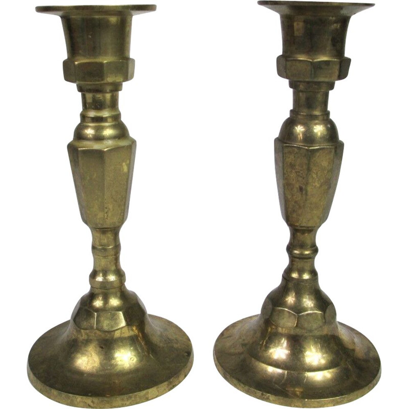 Pair of vintage brass candlesticks, Sweden 1970
