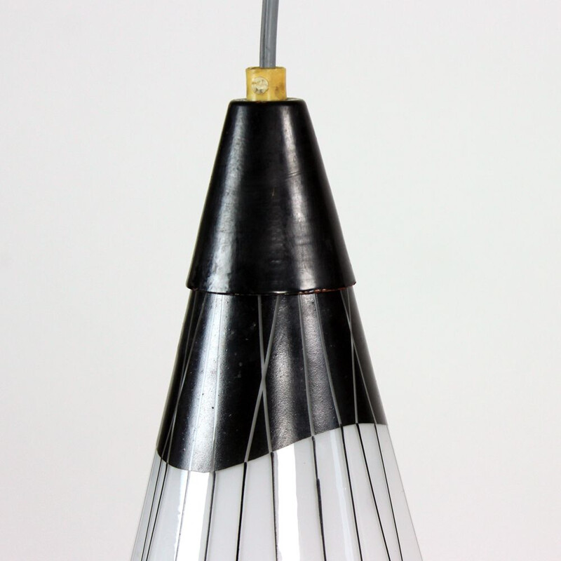 Lámpara combinada vintage en blanco y negro, Checoslovaquia 1960
