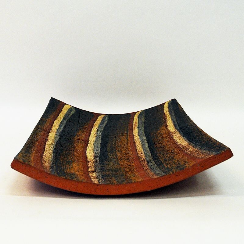 Vintage clay plate by Thomas Hellström for Nittsjö Keramik, Sweden 1960