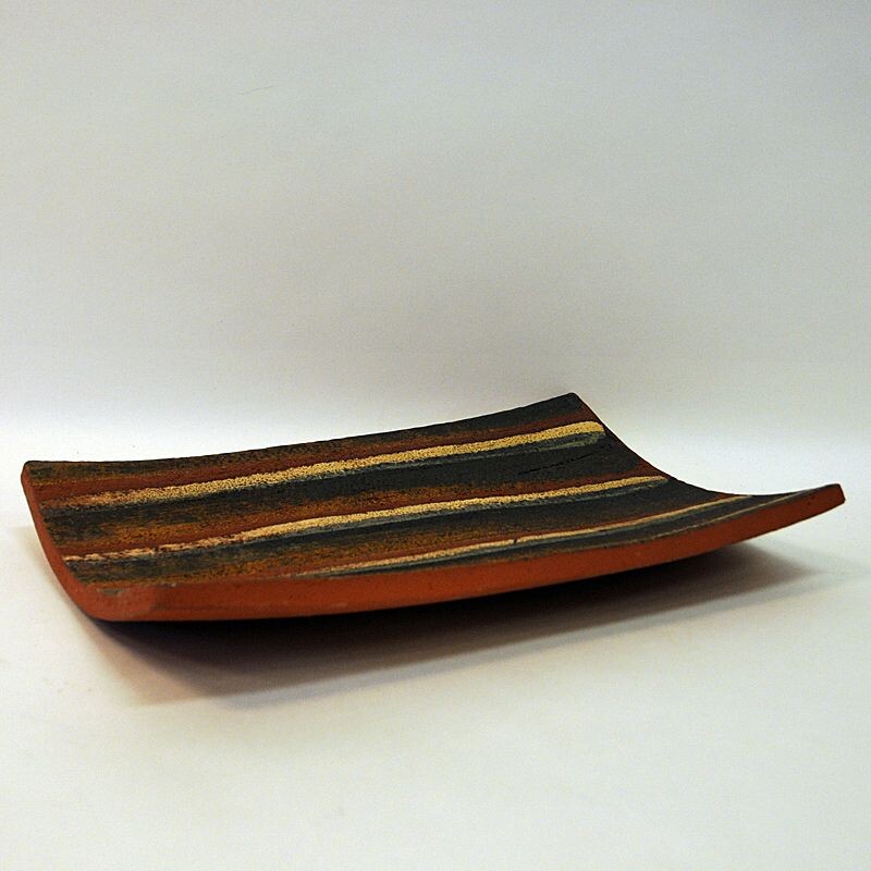 Vintage clay plate by Thomas Hellström for Nittsjö Keramik, Sweden 1960