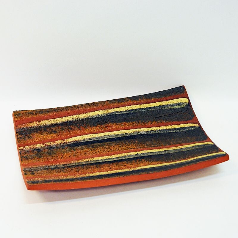 Vintage clay plate by Thomas Hellström for Nittsjö Keramik, Sweden 1960