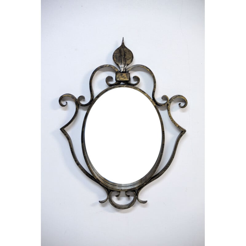 Vintage wrought iron mirror, France 1950s