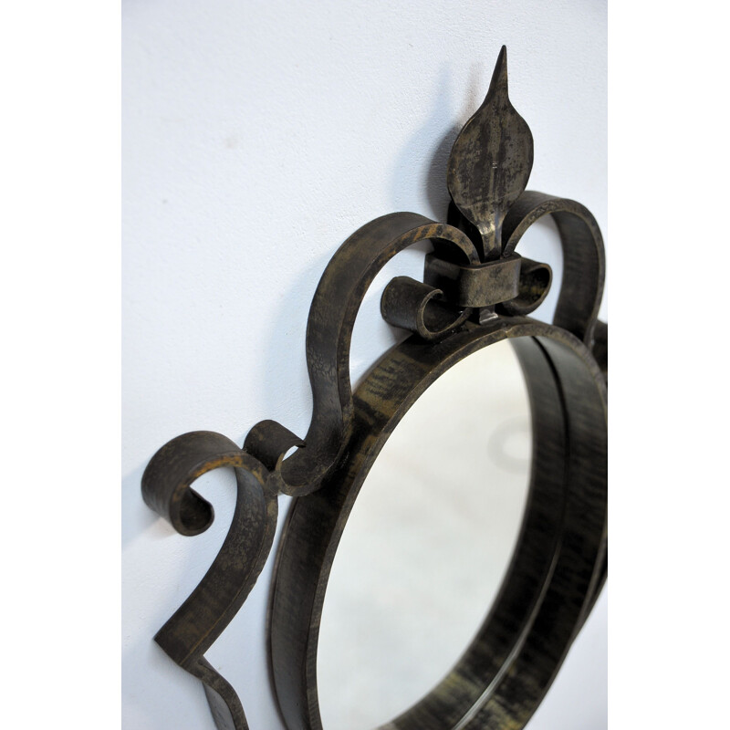 Vintage wrought iron mirror, France 1950s