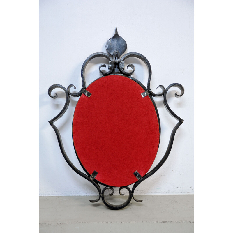 Vintage wrought iron mirror, France 1950s