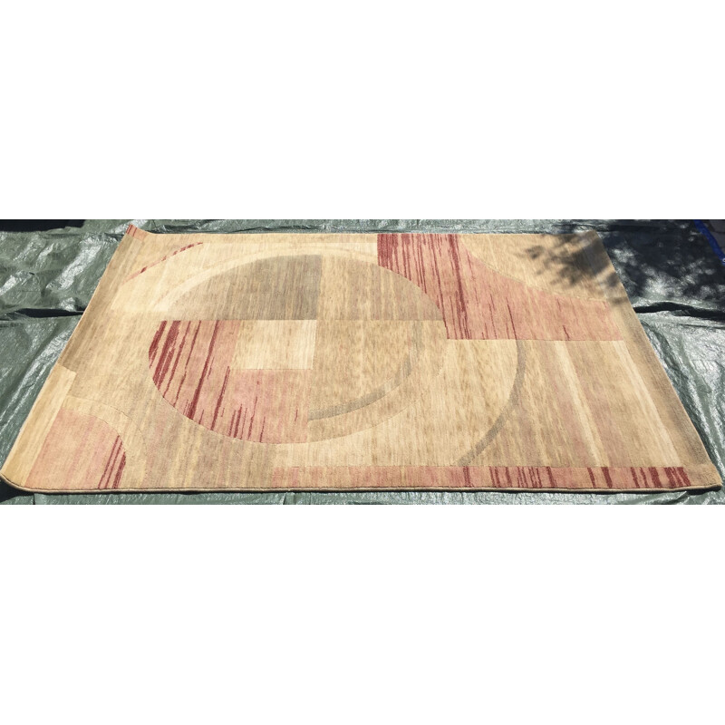 Tapis vintage Art Déco en laine 1930