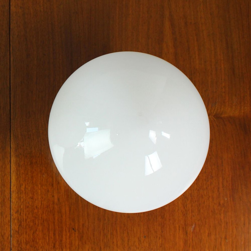 Vintage White Opaline Glass And Porcelain Light, Czechoslovakia 1960s