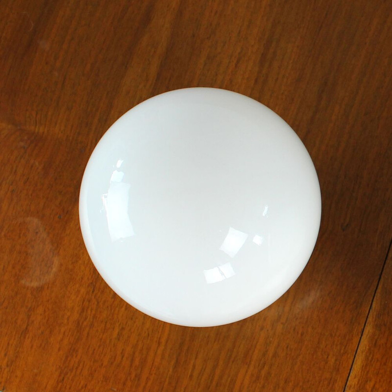 Vintage White Opaline Glass And Porcelain Light, Czechoslovakia 1960s