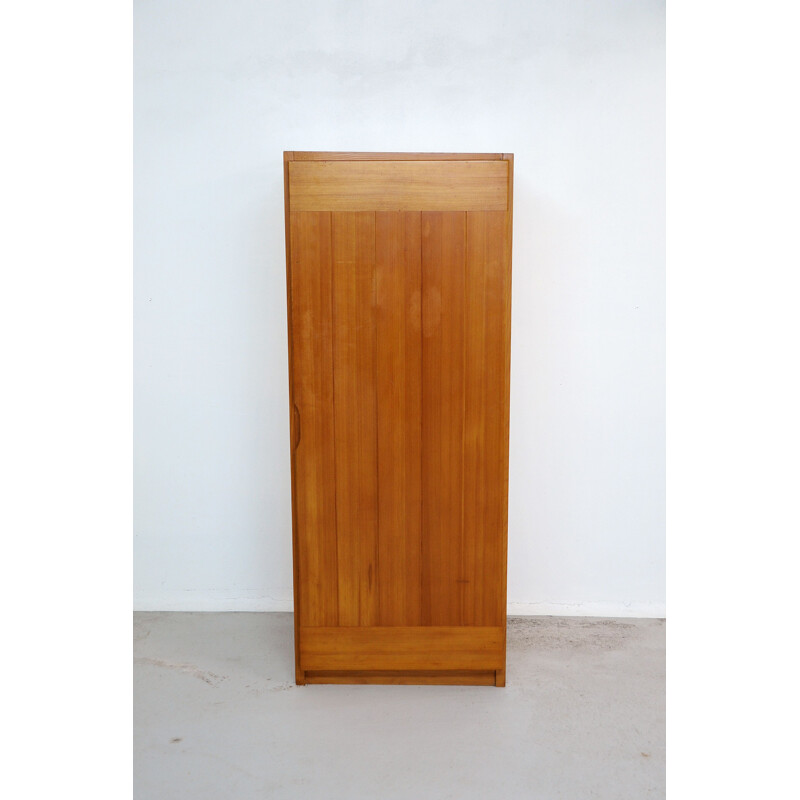 Vintage solid pine wardrobe by Maison Regain, France 1970s