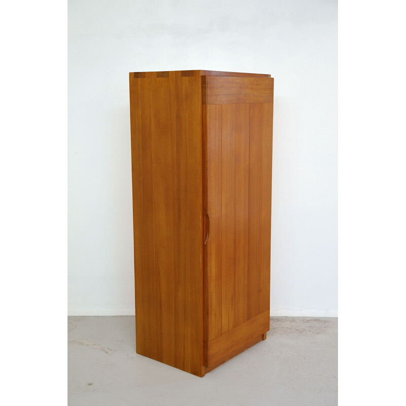 Vintage solid pine wardrobe by Maison Regain, France 1970s