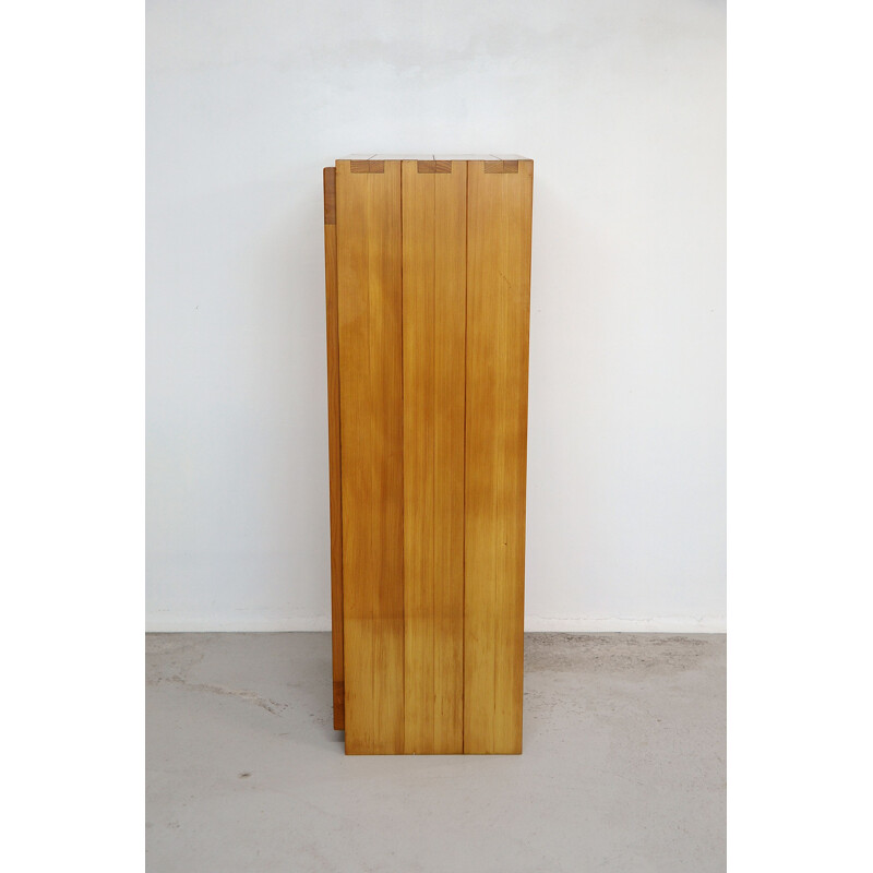 Vintage solid pine wardrobe by Maison Regain, France 1970s