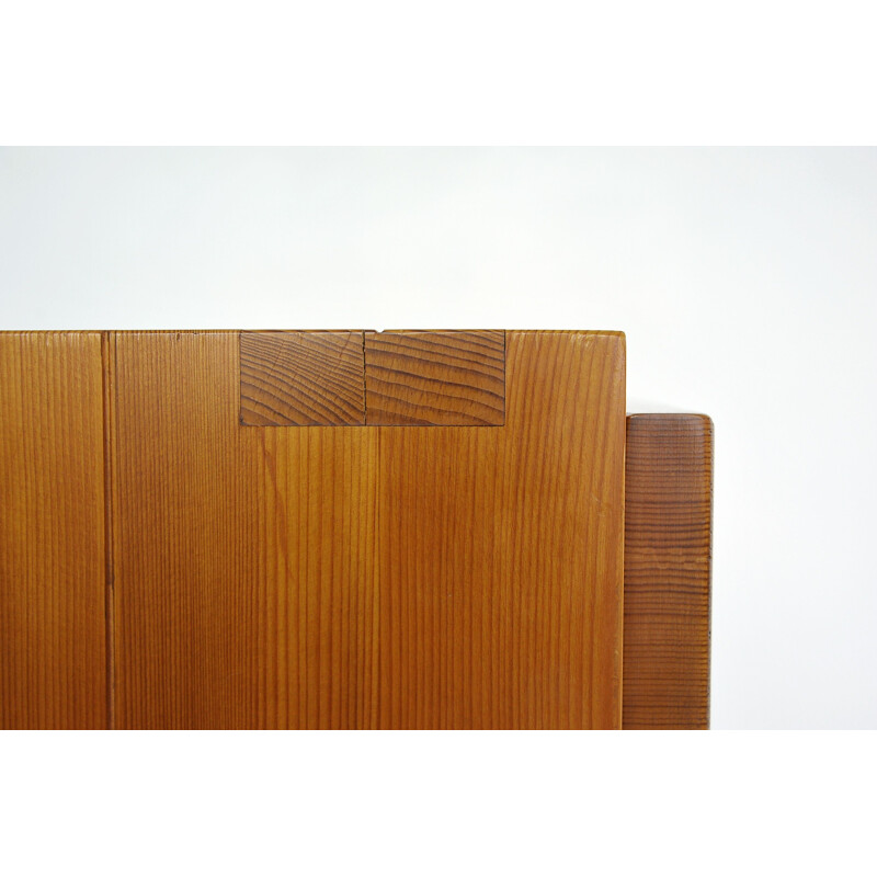 Vintage solid pine wardrobe by Maison Regain, France 1970s