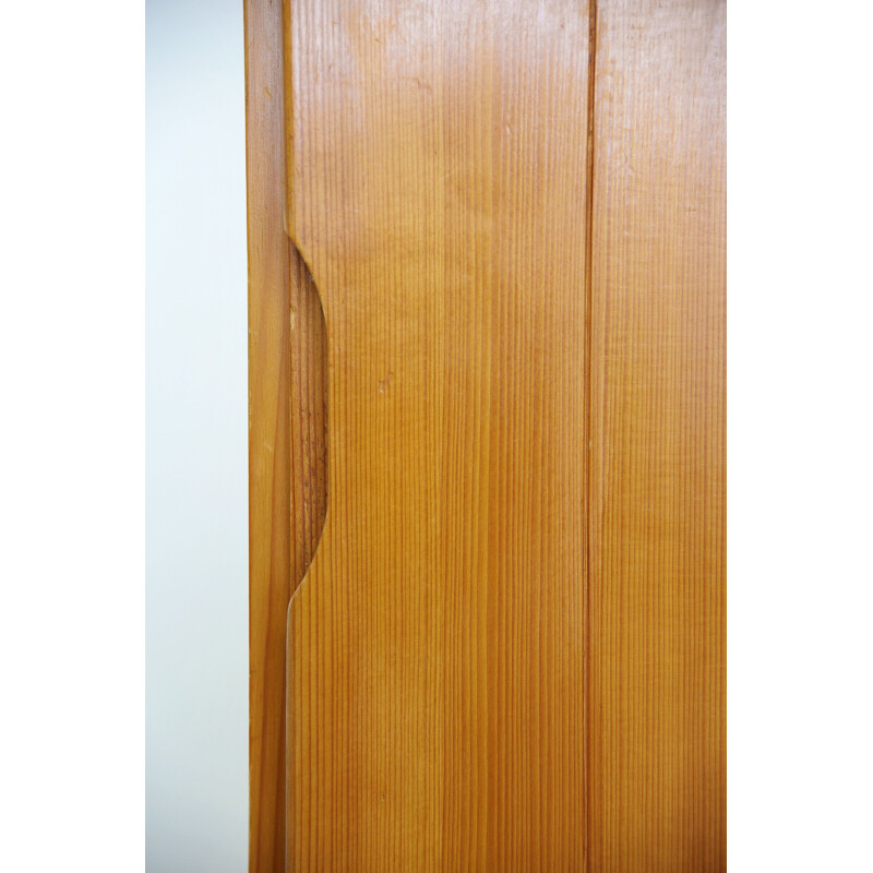 Vintage solid pine wardrobe by Maison Regain, France 1970s