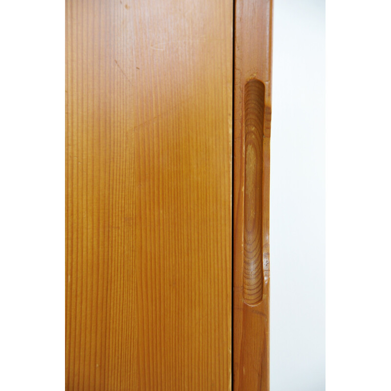 Vintage solid pine wardrobe by Maison Regain, France 1970s