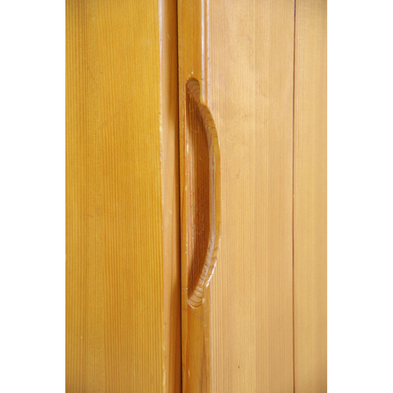 Vintage solid pine wardrobe by Maison Regain, France 1970s