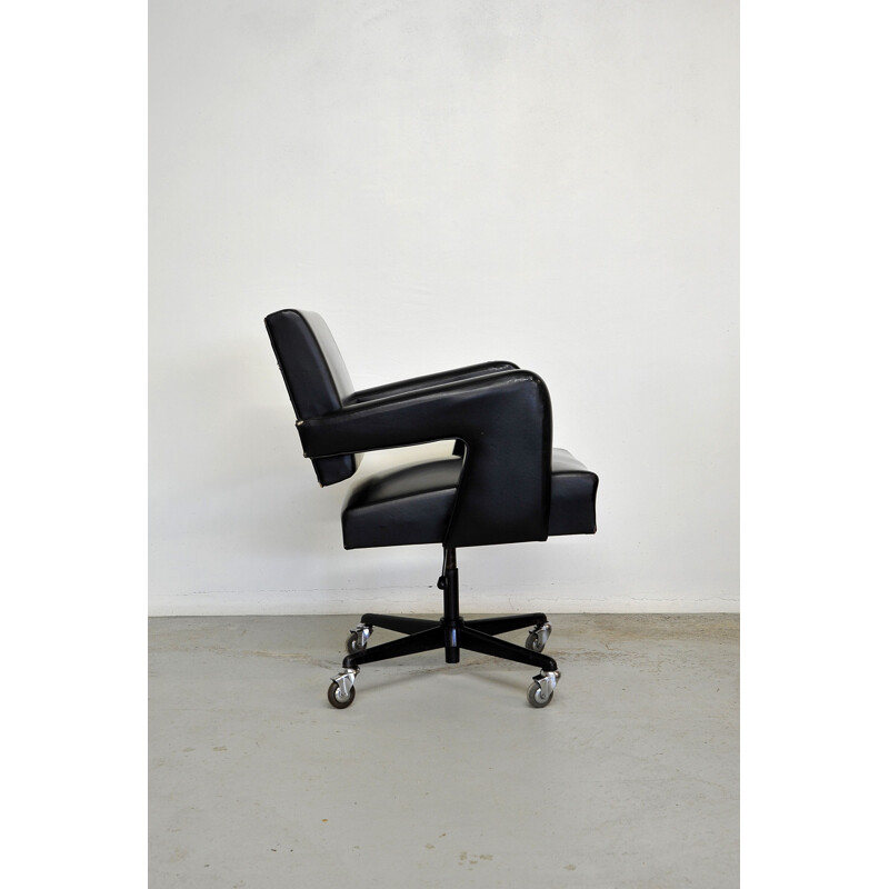 Vintage office armchair by Jacques Adnet 1960s
