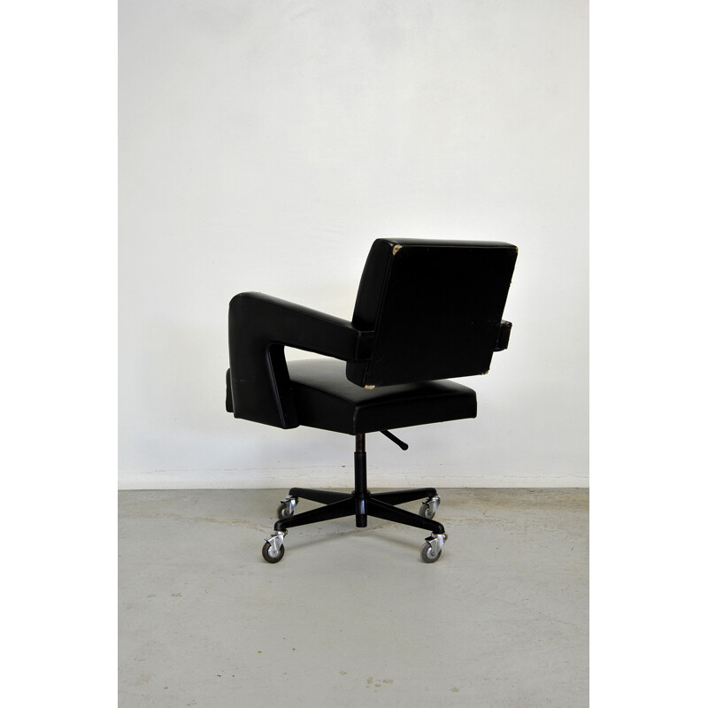 Vintage office armchair by Jacques Adnet 1960s