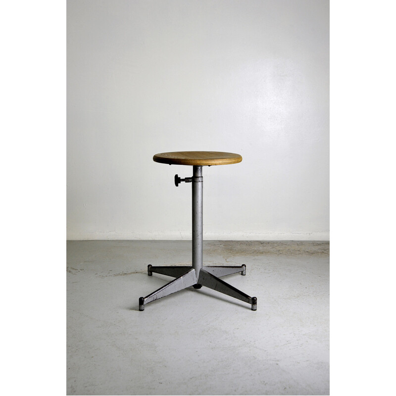 Vintage adjustable workshop stool 1950s