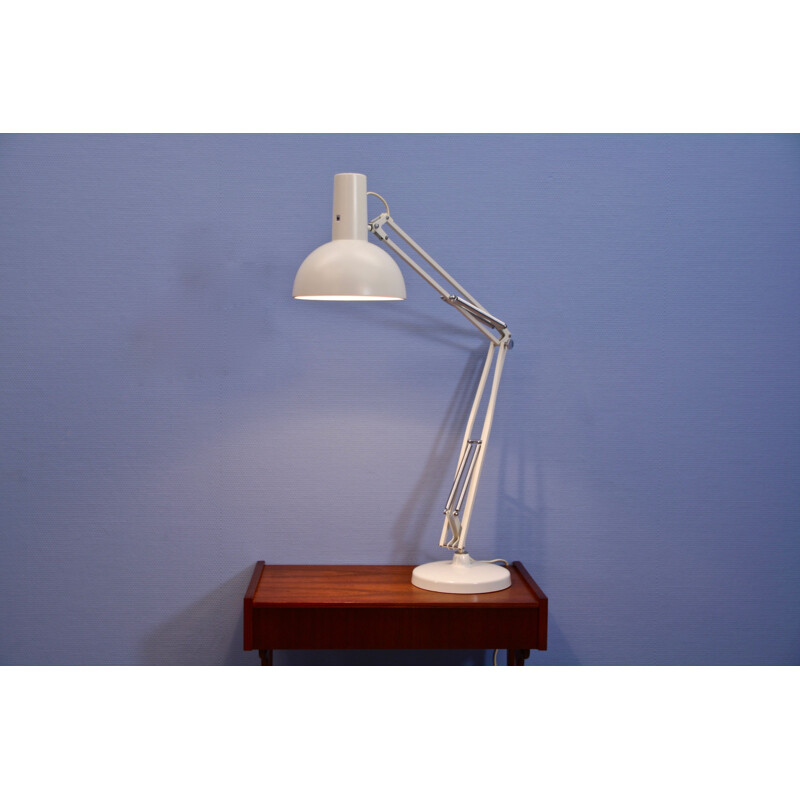 Lampe de bureau vintage blanc en aluminium par Louis Poulsen, Danemark 1970