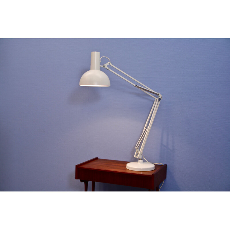 Lampe de bureau vintage blanc en aluminium par Louis Poulsen, Danemark 1970