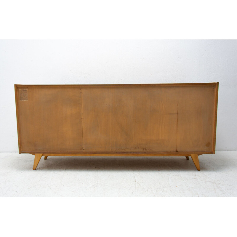 Vintage beechwood sideboard, modernist U-460 by Jiří Jiroutek, Czechoslovakia 1958