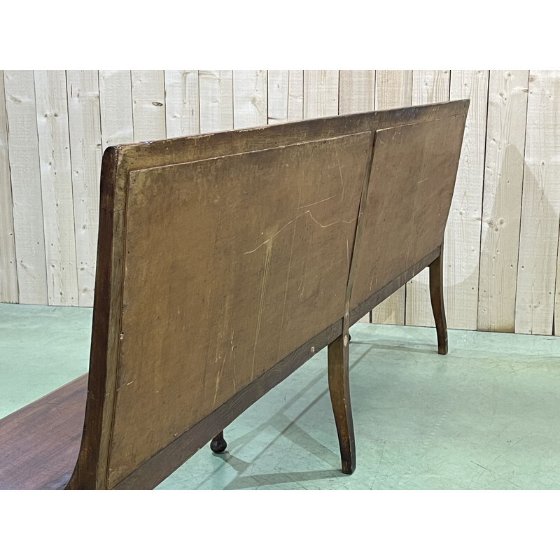 Large vintage beechwood bistro bench 1950s