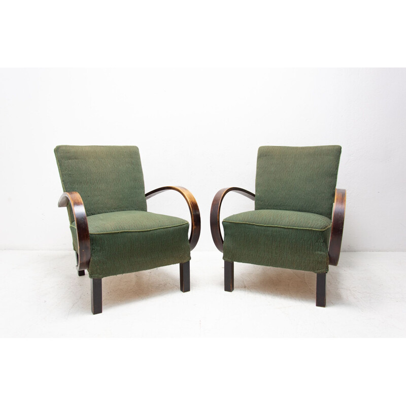 Vintage Benthouten fauteuils van Jindřich Halabala voor UP Závody 1950