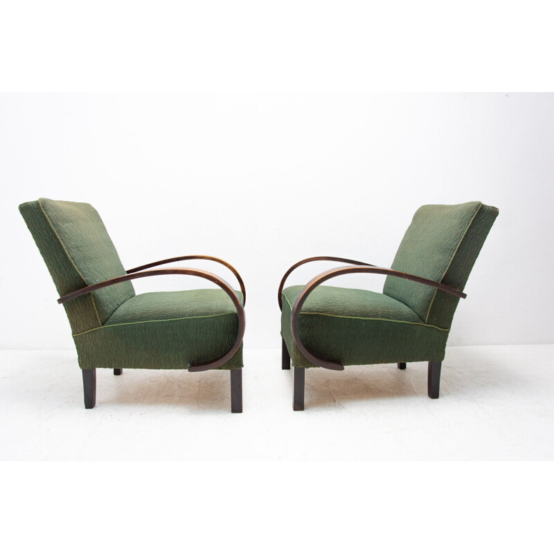 Vintage Benthouten fauteuils van Jindřich Halabala voor UP Závody 1950