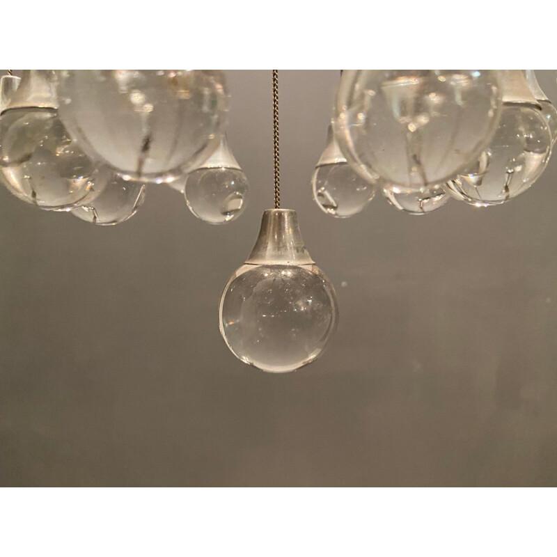 Vintage sphere-shaped chandelier in chromed crystal by Gaetano Sciolari, 1970