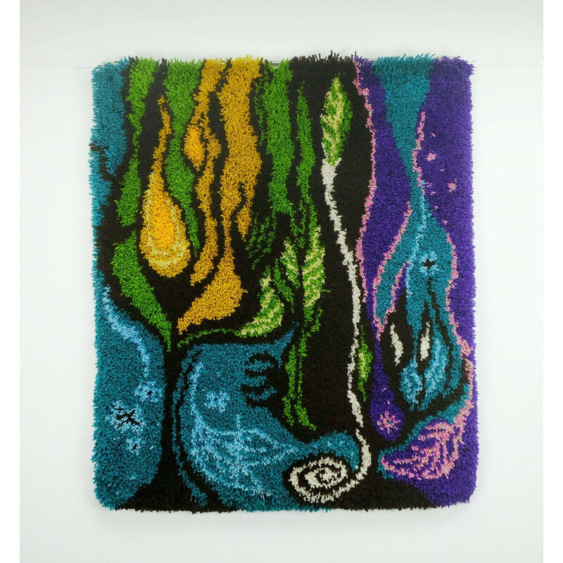 Vintage wall rug carpet psychedelic pop 1970s