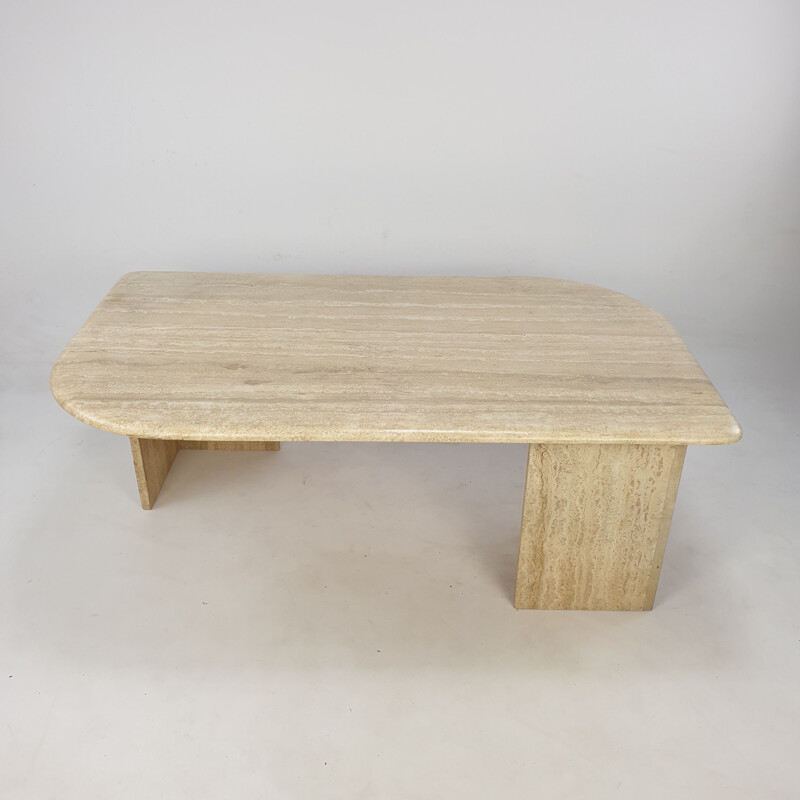 Vintage Travertine Coffee Table, Italian 1980s