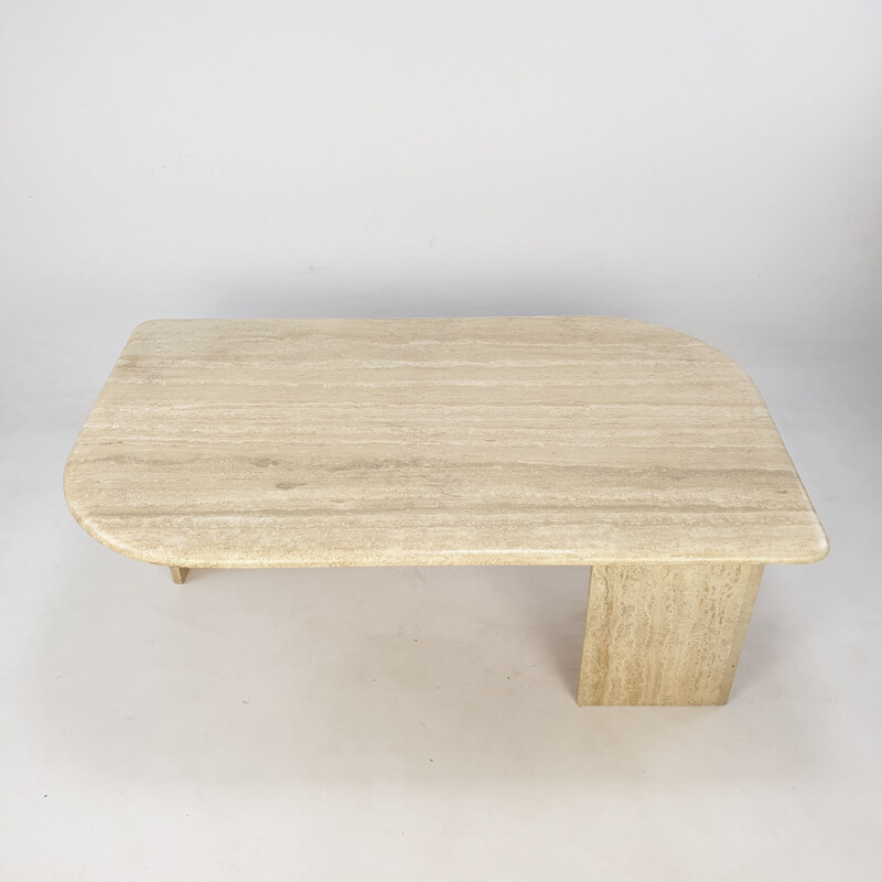 Vintage Travertine Coffee Table, Italian 1980s