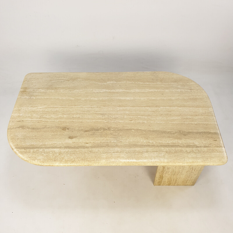 Vintage Travertine Coffee Table, Italian 1980s