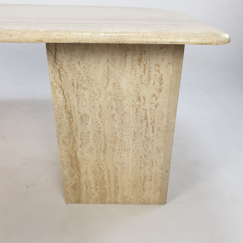 Vintage Travertine Coffee Table, Italian 1980s