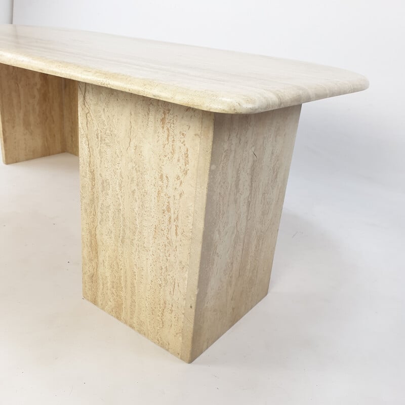 Vintage Travertine Coffee Table, Italian 1980s