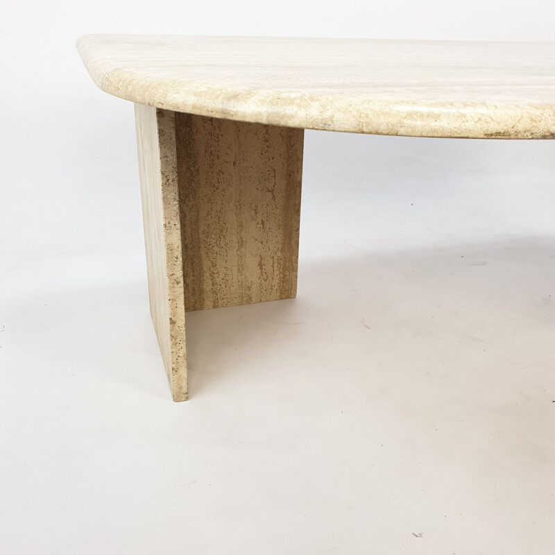 Vintage Travertine Coffee Table, Italian 1980s