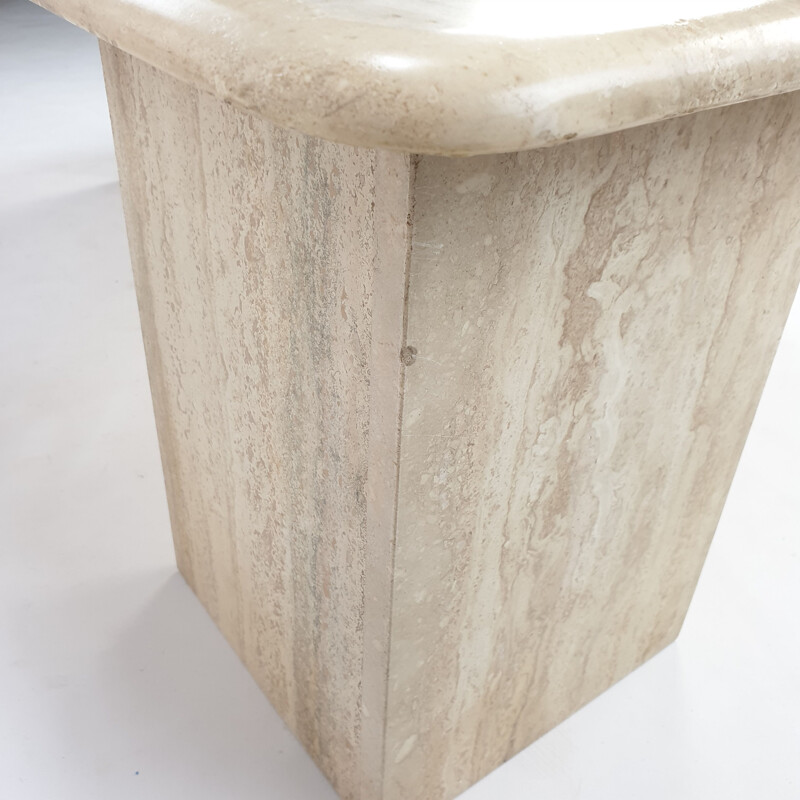 Vintage Travertine Coffee Table, Italian 1980s