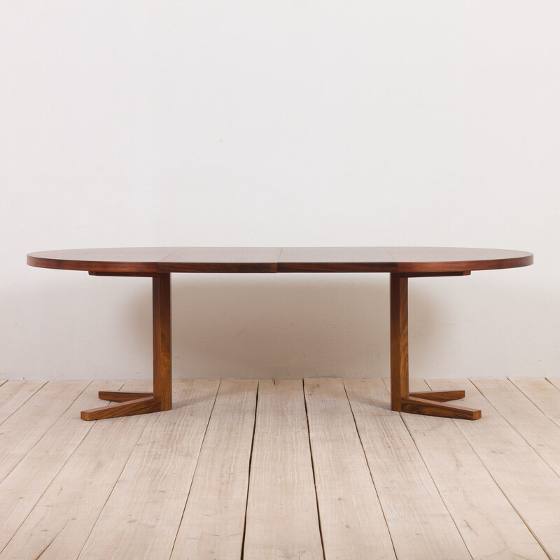 Large vintage round extension dining table by John Mortensen for Heltborg Rosewood, Denmark 1960s