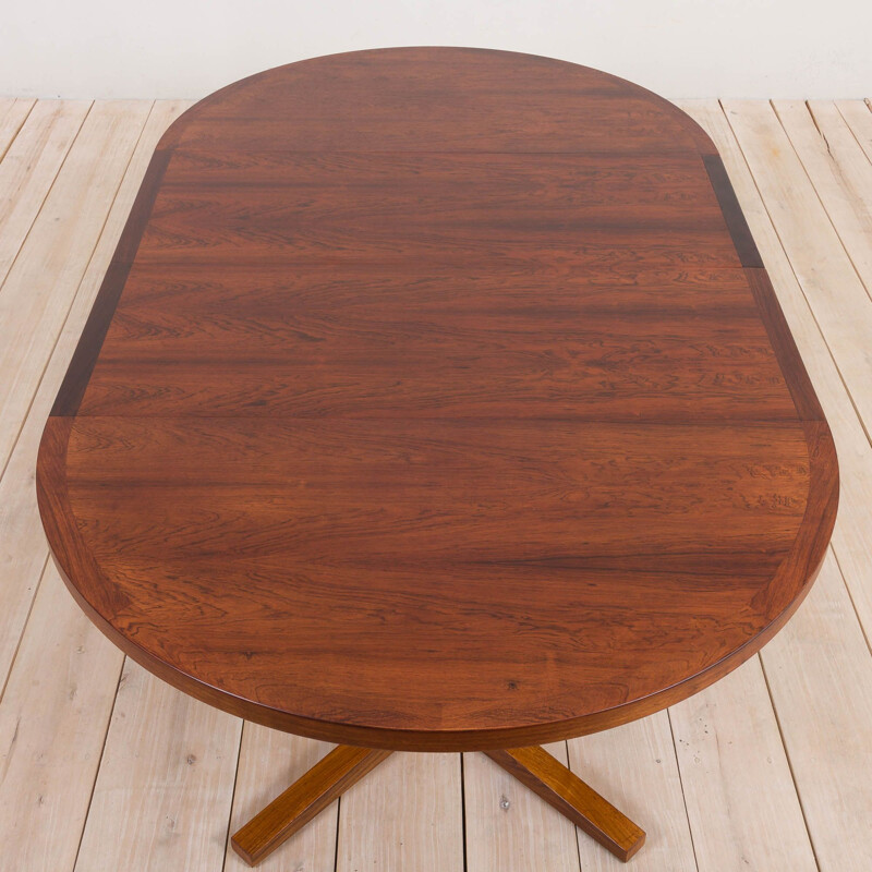 Large vintage round extension dining table by John Mortensen for Heltborg Rosewood, Denmark 1960s