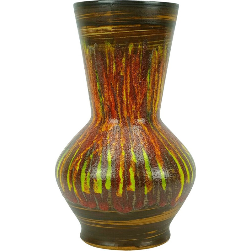 Vintage ceramic colorful lava glaze vase model 9090 by St. Clement, French 1970s