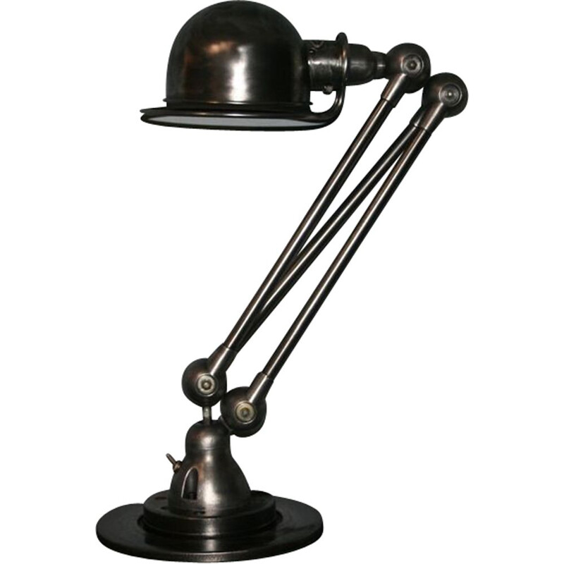 Vintage Jieldé 3 arms industrial graphite lamp by Jean Louis Domecq