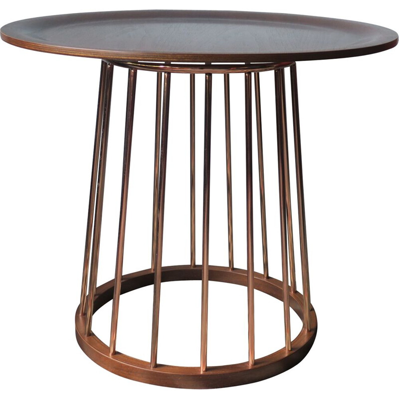 Vintage Teak and Copper Circular Coffee Table