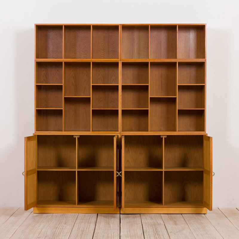 Vintage modular oak wall unit by Christian Hvidt for Soborg Mobelfabrik 1970s