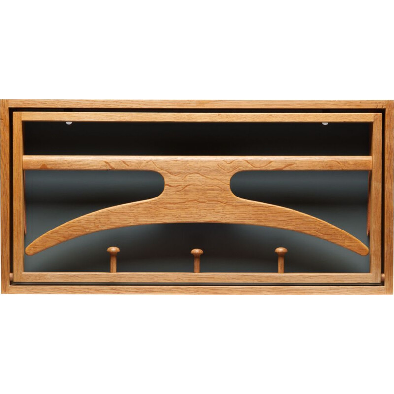 Vintage oak and lacquer wall-mounted valet by Adam Hoff and Paul Ostergaard, Denmark 1960