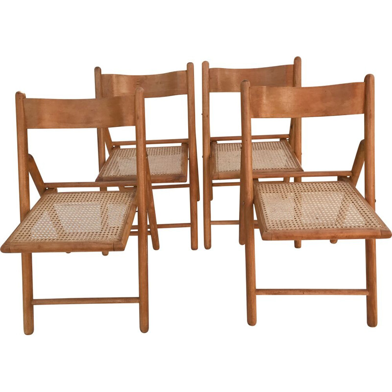 Set of 4 vintage folding chairs with canes